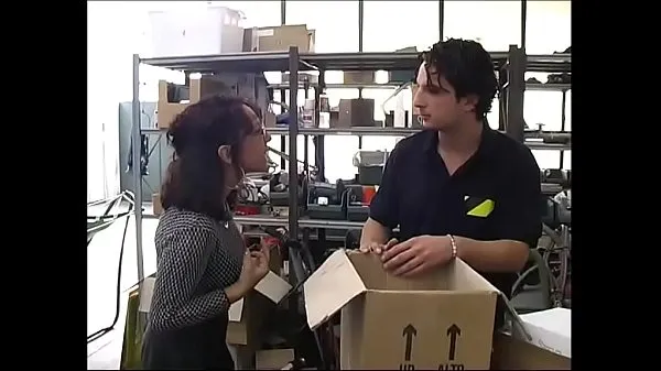 Sexy secretary in a warehouse by workers أفضل المقاطع الكبيرة