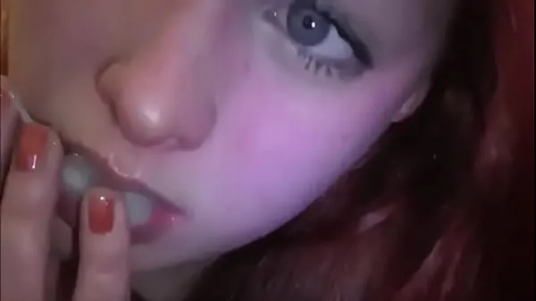 Married redhead playing with cum in her mouth أفضل المقاطع الكبيرة
