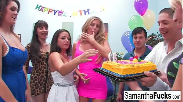 Samantha celebrates her birthday with a wild crazy orgy Klip terbaik besar