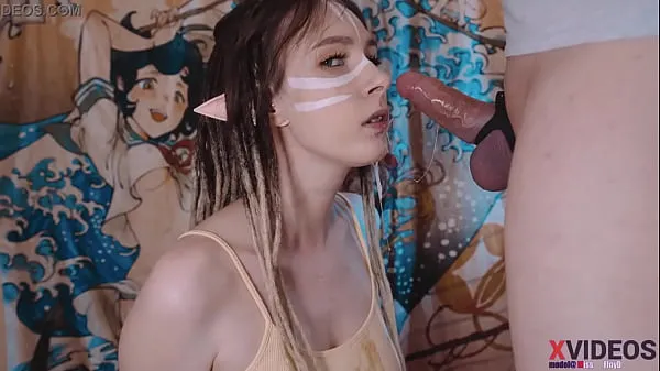 Big Fucking the mouth of a beautiful elf girl in dreadlocks! Oral sex with a pretty girl! Cum in her mouth! Drooling blowjob and deep throat girlfriend! Facial ! Tall girl cosplays an elf ! Big boobs best Clips
