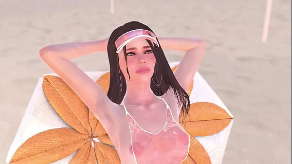Big Animation naked girl was sunbathing near the pool, it made the futa girl very horny and they had sex - 3d futanari porn best Clips