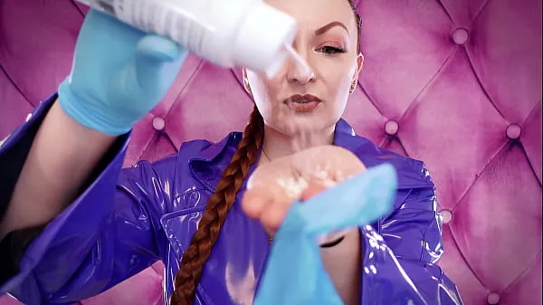 ASMR video hot sounding with Arya Grander - blue nitrile gloves fetish close up video Klip terbaik besar